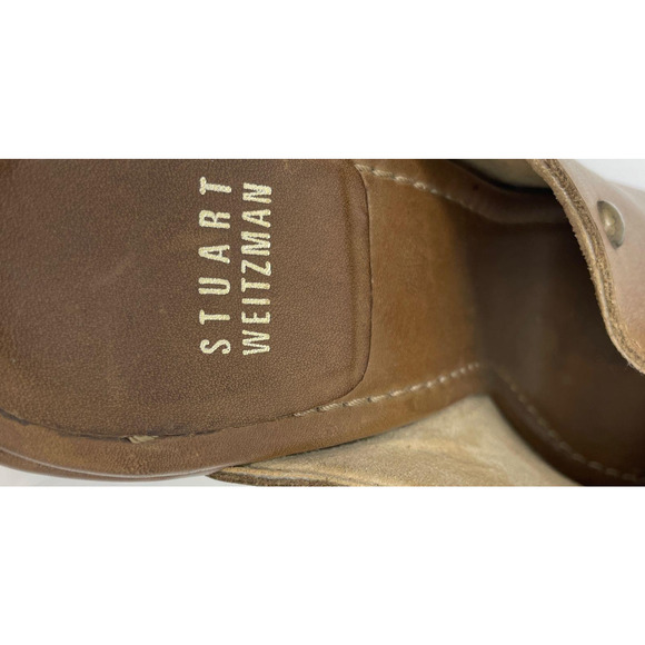 Stuart Weitzman SEQUOIA Dark Brown Wooded Leather Studded Platform Shoes Sz 8.5 - Picture 4 of 9